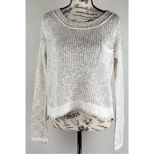 Free People Y2K Cream knit Sweater with Lace Crochet Back , size XS